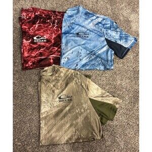 Lot Of 3 XL DRAKE PERFORMANCE FISHING MESH BACK CREW NECK S/S SHIRTS